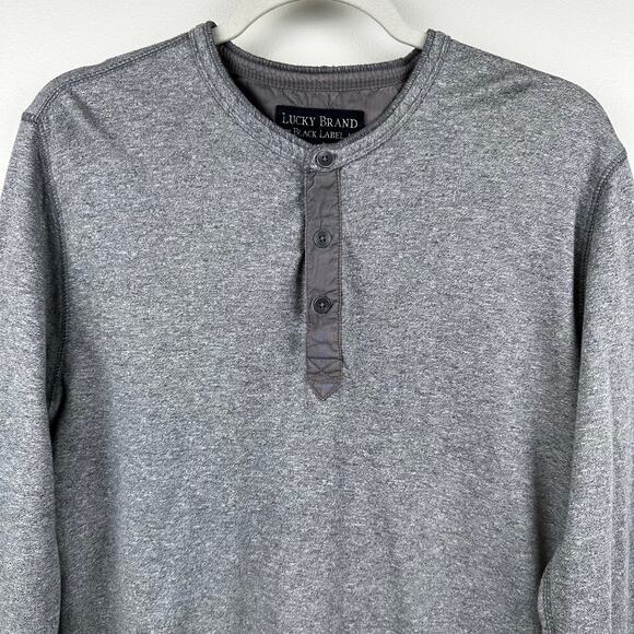 Lucky Brand Black Label Men's Henley Shirt Gray Mid Weight Long Sleeve Size Med - Picture 2 of 13